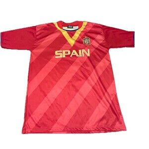 Spain Soccer Jersey Red Gold Stripes Retro Style Men’s S/M Drako